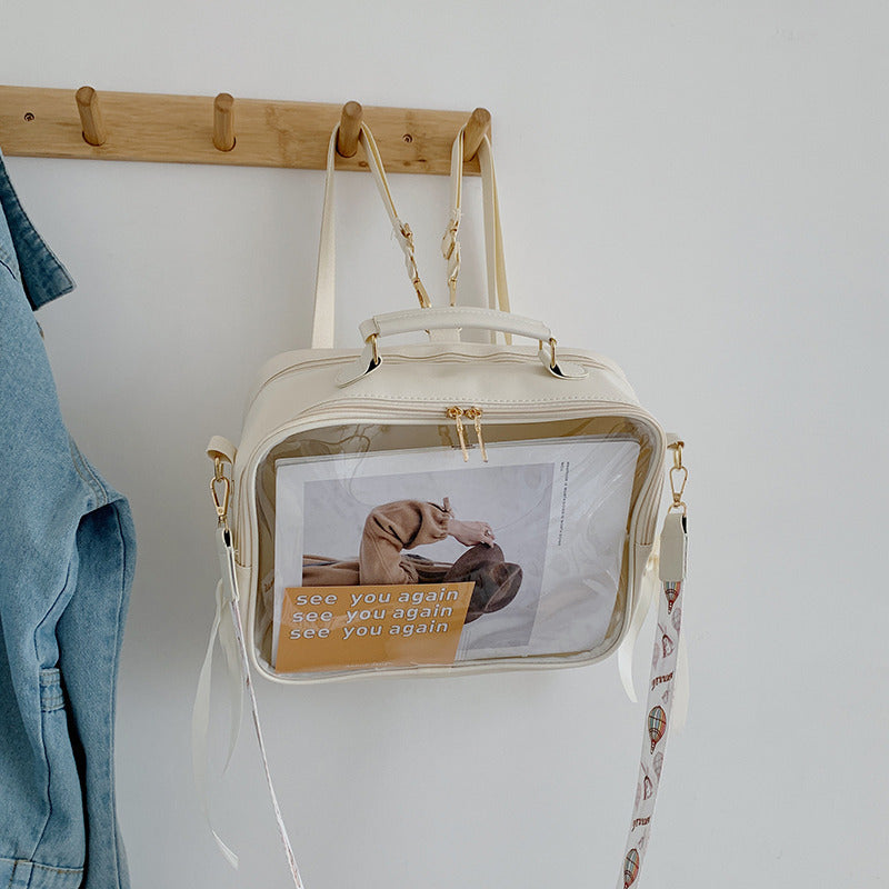 Mochila de bolsa de mensajero transparente de color caramelo de PVC al por mayor